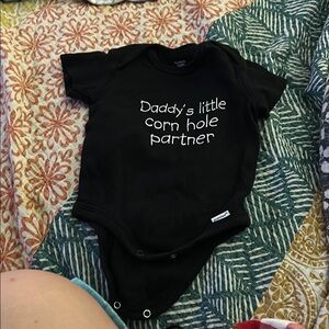 Black Baby One Piece Bodysuit “daddy’s little corn hole partner”